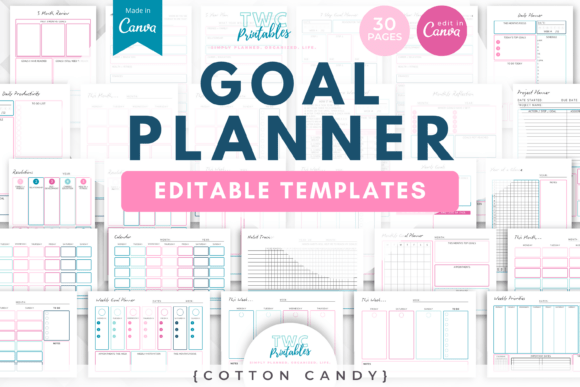 Download Goal Planner Canva Templates | COTTON CA - Goal planner Collection
