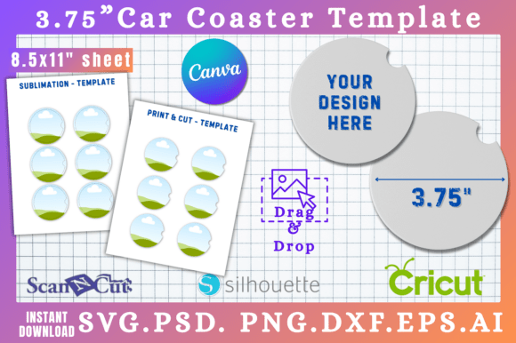 Download 3.75" Car Coaster Canva &amp; SVG Templates - Premium Resources