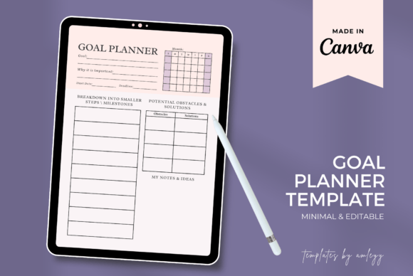 Download Goal Planner Template Canva | Minimalist - Goal planner Collection