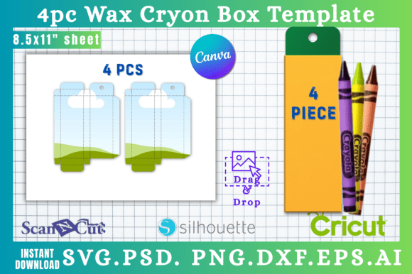 Download 4pc Wax Crayon Box SVG Template - Crayon box svg Collection