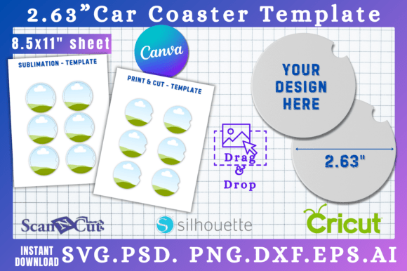 Download 2.63" Car Coaster Canva &amp; SVG Templates - Premium Resources