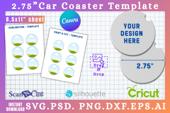 Download 2.75" Car Coaster Canva &amp; SVG Templates - Premium Resources