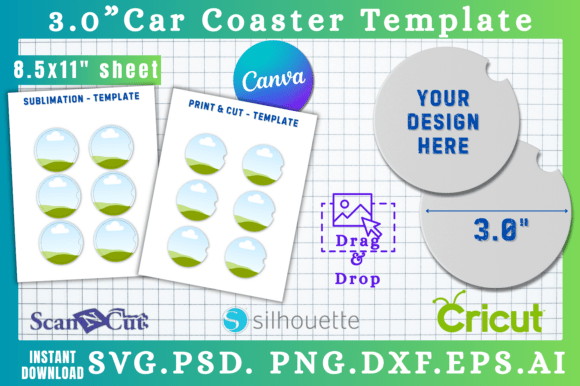 Download 3.0" Car Coaster Canva &amp; SVG Templates - Premium Resources